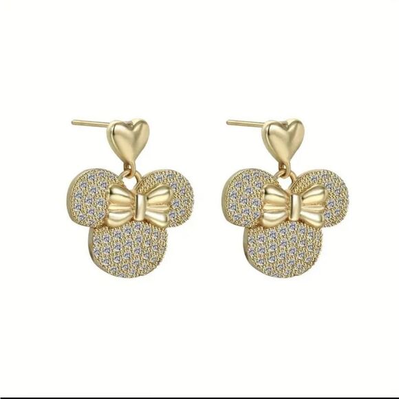 Minnie Mouse Disney Gold Heart Earrings - Picture 4 of 5